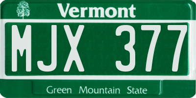VT license plate MJX377