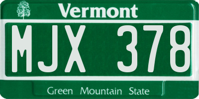 VT license plate MJX378