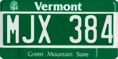 VT license plate MJX384