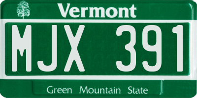VT license plate MJX391