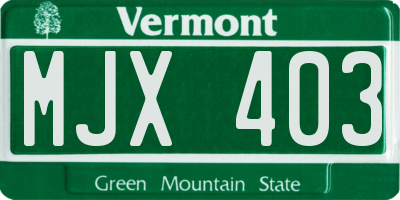 VT license plate MJX403