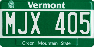 VT license plate MJX405