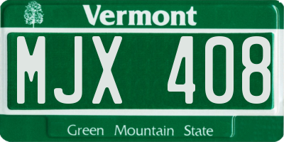 VT license plate MJX408