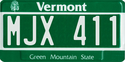 VT license plate MJX411