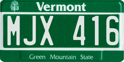 VT license plate MJX416