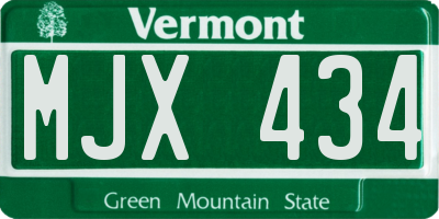 VT license plate MJX434