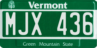 VT license plate MJX436