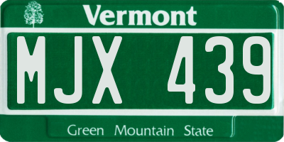 VT license plate MJX439