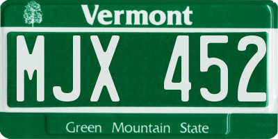 VT license plate MJX452