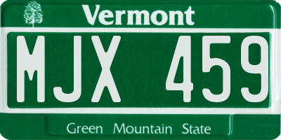 VT license plate MJX459