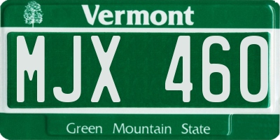 VT license plate MJX460