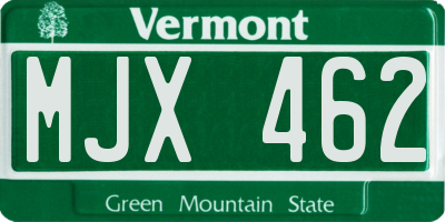 VT license plate MJX462