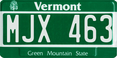 VT license plate MJX463