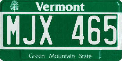 VT license plate MJX465