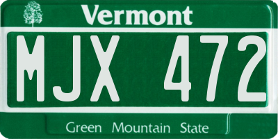 VT license plate MJX472