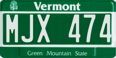 VT license plate MJX474