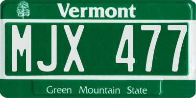 VT license plate MJX477