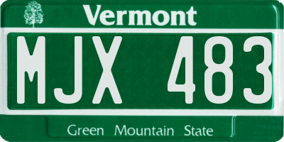 VT license plate MJX483