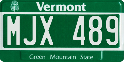 VT license plate MJX489