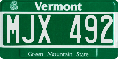 VT license plate MJX492