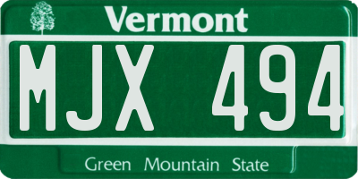 VT license plate MJX494