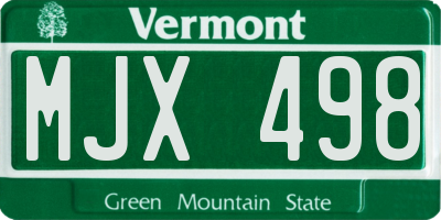 VT license plate MJX498