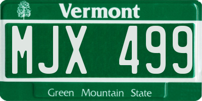 VT license plate MJX499