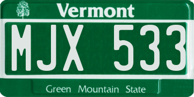 VT license plate MJX533