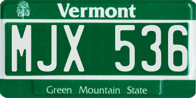 VT license plate MJX536