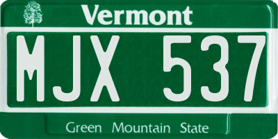 VT license plate MJX537