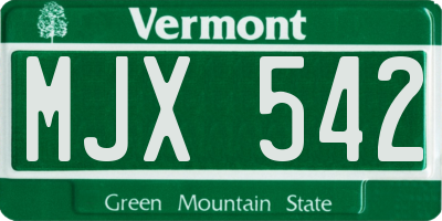 VT license plate MJX542