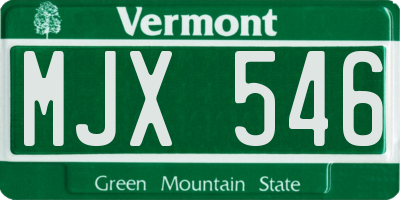 VT license plate MJX546