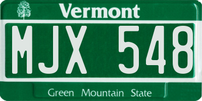 VT license plate MJX548