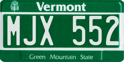 VT license plate MJX552