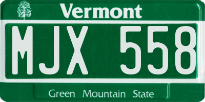 VT license plate MJX558