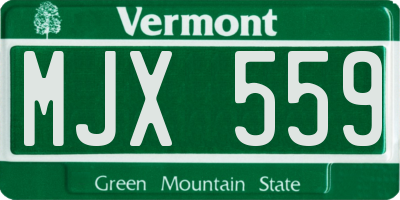 VT license plate MJX559