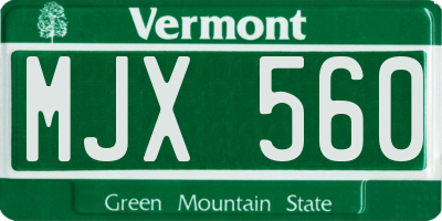 VT license plate MJX560