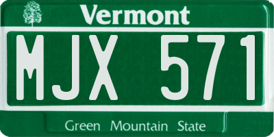 VT license plate MJX571