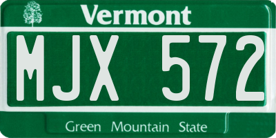 VT license plate MJX572