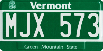 VT license plate MJX573