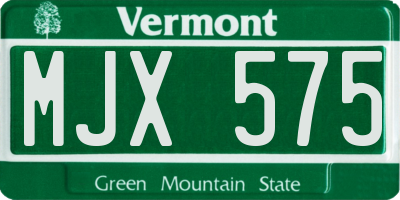 VT license plate MJX575