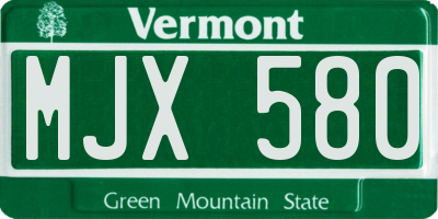 VT license plate MJX580