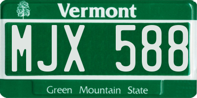 VT license plate MJX588