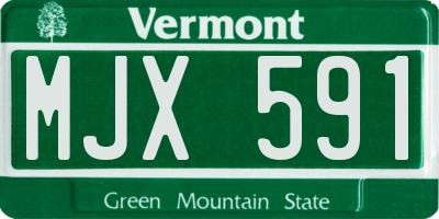 VT license plate MJX591