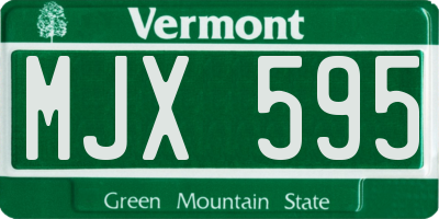 VT license plate MJX595
