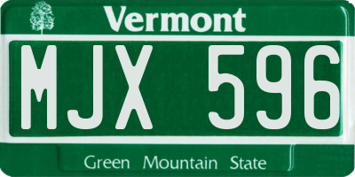 VT license plate MJX596