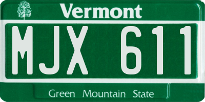VT license plate MJX611