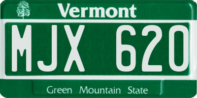 VT license plate MJX620