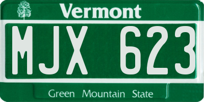 VT license plate MJX623