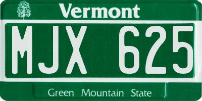 VT license plate MJX625